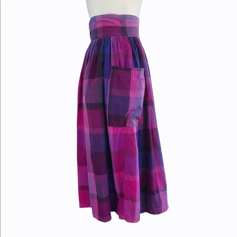 Vintage Purple and Pink Plaid Skirt with Large Pockets - Picture 6 of 7